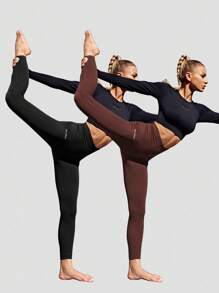 SHEIN Cheerettes 高腰无缝字母印花紧身裤