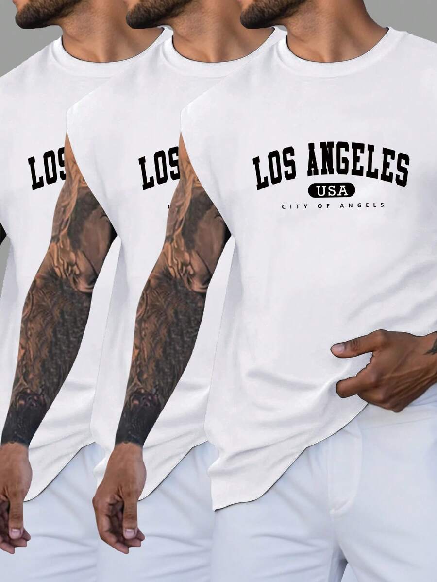 Manfinity Homme Tank Top Tanpa Lengan Kasual Pria dengan Cetakan Huruf, Musim Panas - Putih - View 1