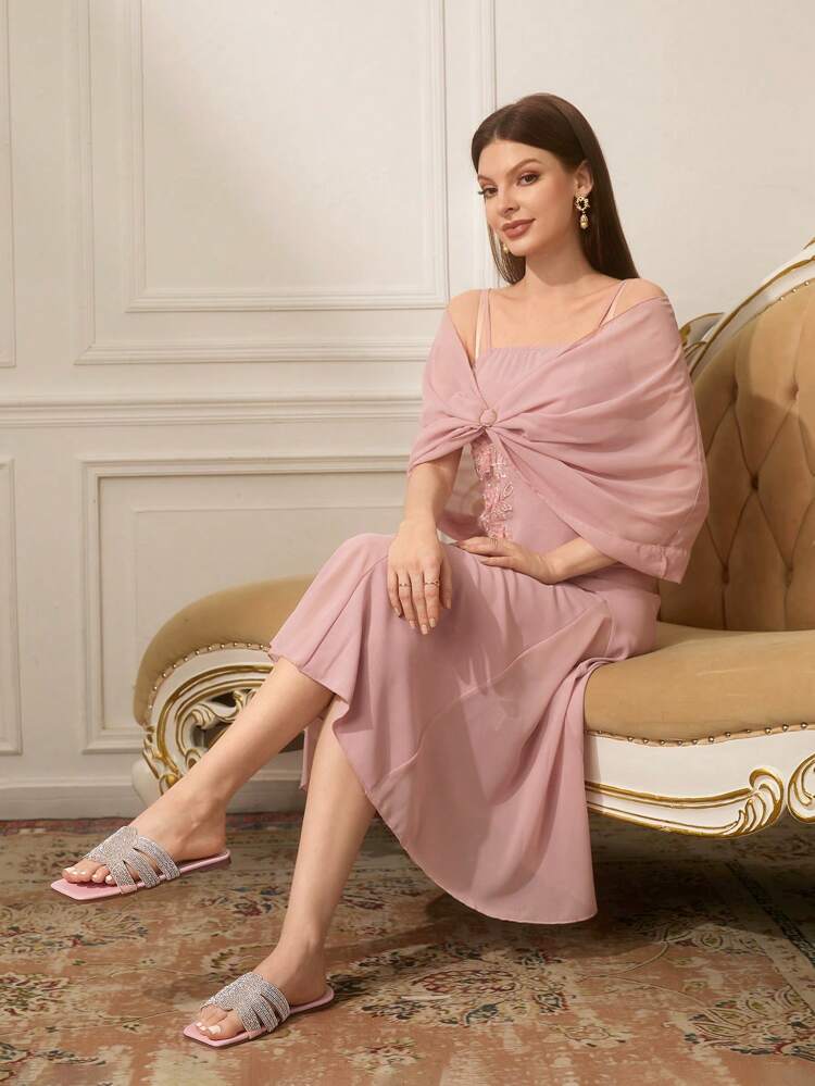 CUCCOO TILAWA Women's Red Fashionable Metal Buckle Flat Sandals