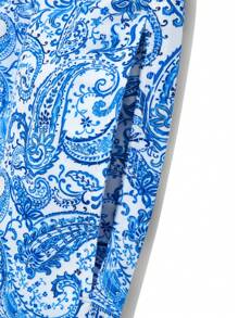 Manfinity KASUA Men's Casual Vacation Cashew Print Drawstring Waist Beach Shorts - Blue - View 5