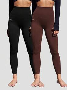 SHEIN Cheerettes 高腰无缝字母印花紧身裤