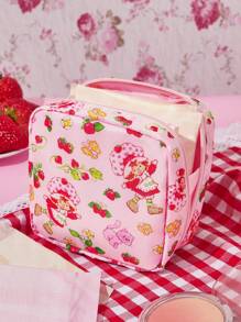 Strawberry Shortcake X SHEIN 1 Túi đựng đồ hình dâu tây hoạt hình dễ thương, có thể dùng làm hộp đựng băng vệ sinh, phụ kiện điện tử, đồ dùng nhỏ, họa tiết mèo và chó đáng yêu, ý tưởng quà tặng, ngày Valentine, mùa hè/mùa xuân, kỳ nghỉ - Nhiều màu - Xem 7
