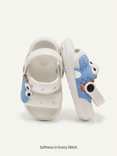 Cozy Pixies Lindas sandalias de playa versátiles, transpirables y antideslizantes con diseño de dinosaurio perforado para bebés, para primavera/verano