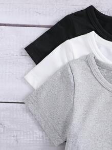 3pcs/Set Baby Girls Slogan Graphic Print Casual Crew Neck Short Sleeve Top, Summer Design