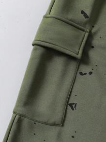 SHEIN Explorewe 2pcs Black Printed Short Sleeve T-Shirt And Khaki Printed Long Pants, Teenager Casual Fashion Set