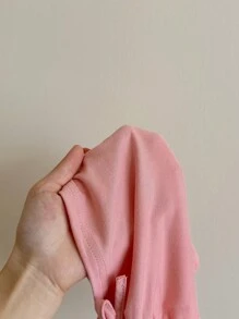 SHEIN Baby Girl Cute Casual Knit Pink Short Sleeve Top And Flare Long Pants 2 Pieces Set - Pink - View 7