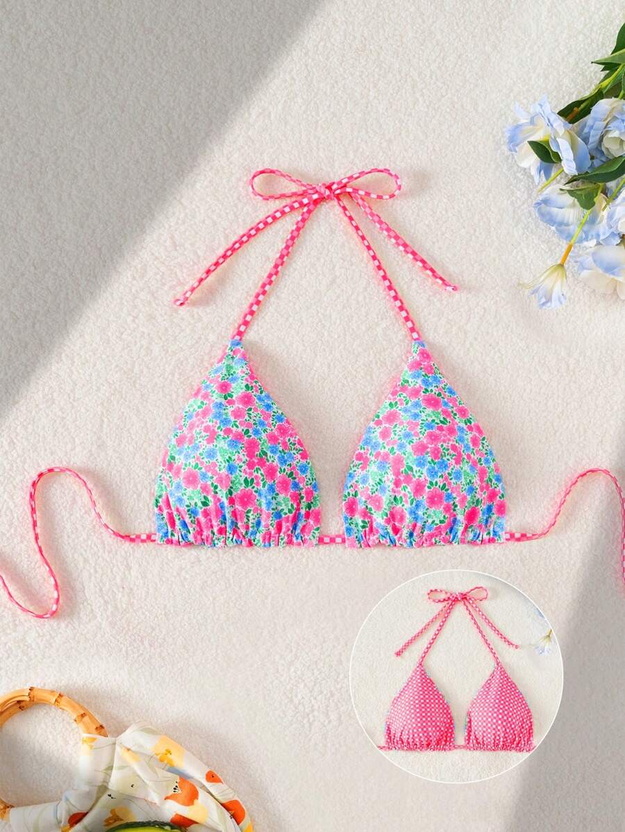 Swim Mod Women's Cute Print Halter Open Back Beach Holiday Tank Top For Summer Beach Vacation - Multicolor - View 1