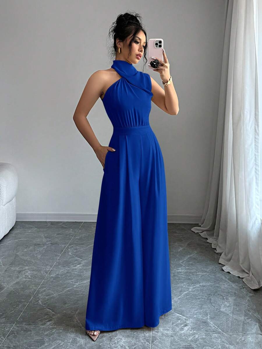 Firerie Women's Turtleneck Sleeveless Wide Leg Jumpsuit - Royal Blue - View 1