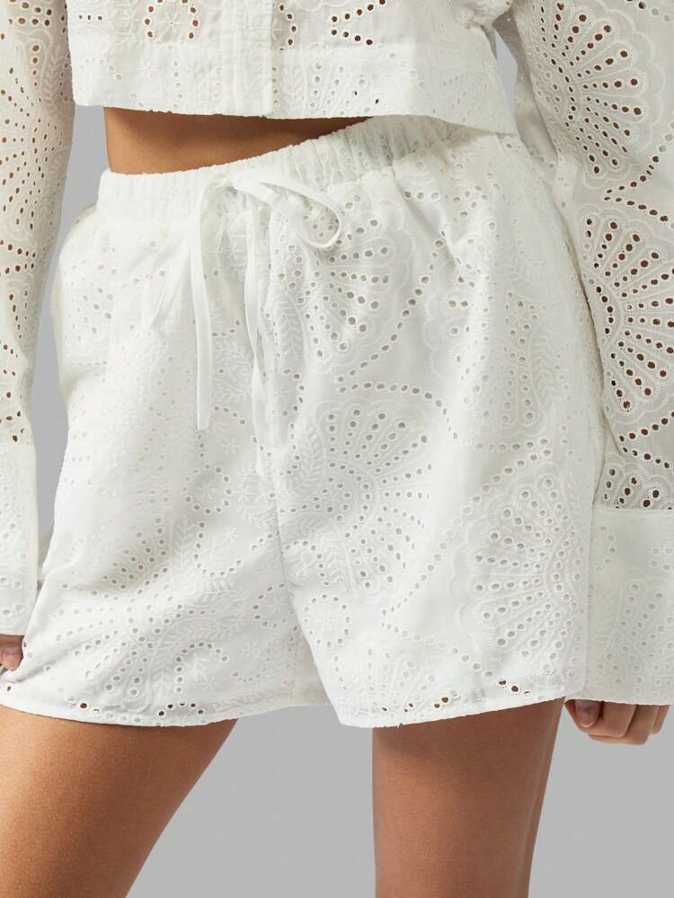 MISSGUIDED Broderie Anglaise Eyelet Lace Two-Piece Outfit