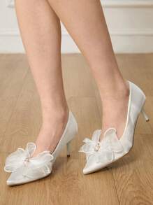 CUCCOO HITCHD Women's High Heel Pointed Toe Vintage Embroidered Fashion Slip-On Pumps - White - View 4