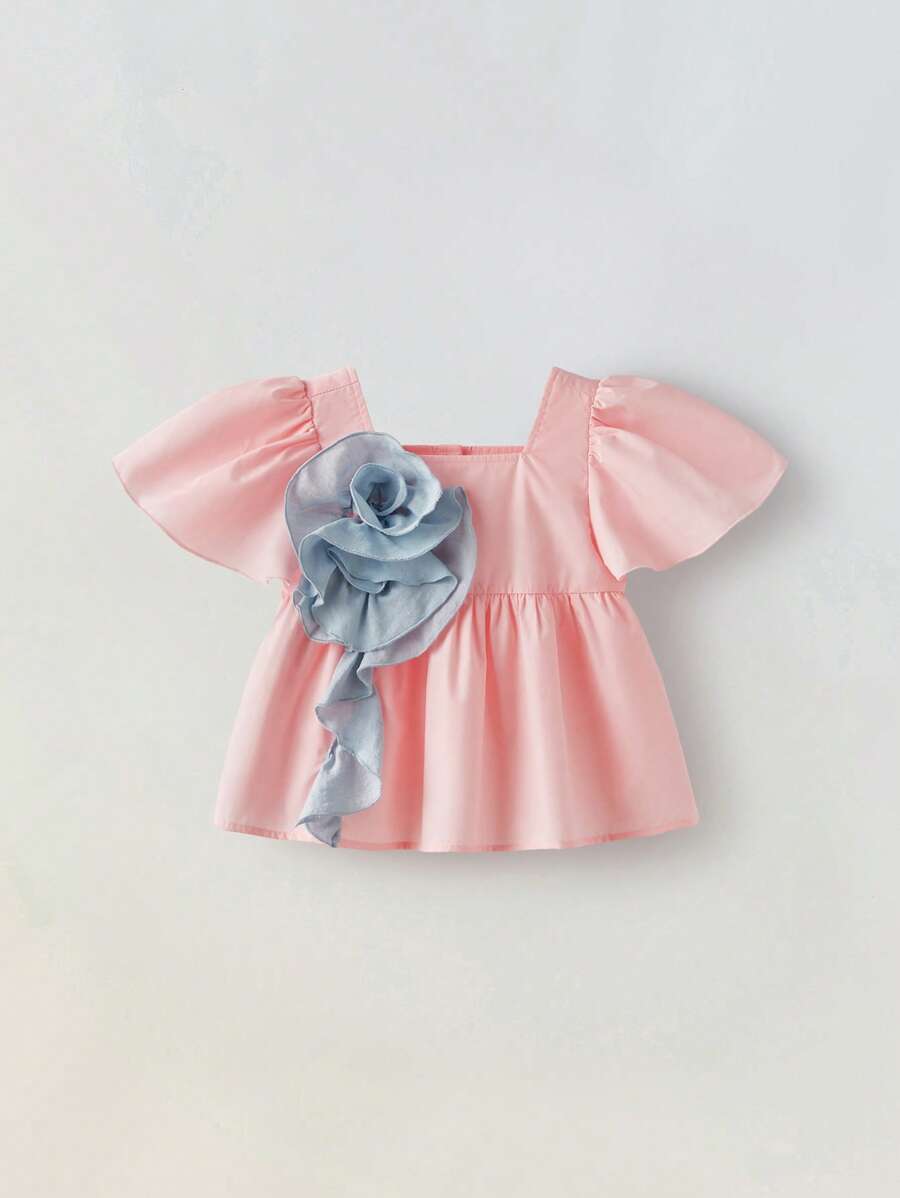 Maija Kids Maija Kids Locker-lässige Bluse mit Blumenmuster und kurzen Ärmeln für Kleine Mädchen