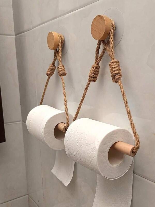 SHEIN 1/2pcs Decorative Hanging Toilet Paper Towel Holder - Space-Saving Bathroom Tissue Dispenser With Easy Roll Replacement - Stylish Bathroom Accessories For Modern Homes