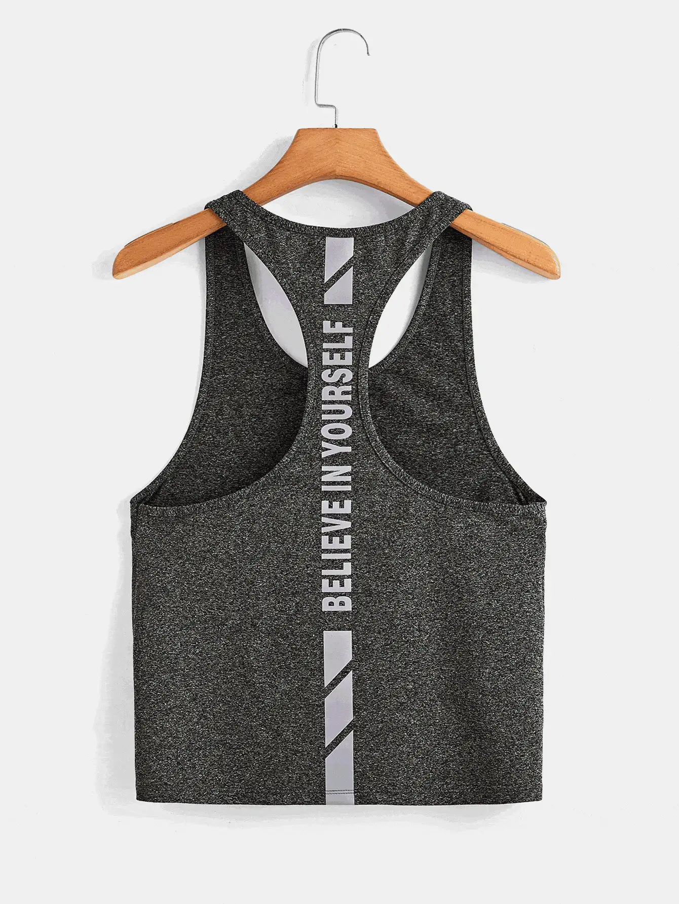 Gameset SHEIN Sport 女士迷彩印花交叉后背镂空长袖健身运动 T 恤运动背心 - 深灰色 - 查看 5