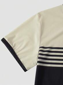 Manfinity Homme Men's Solid Color Patchwork Round Neck Short Sleeve Casual Top And Shorts Set - Multicolor - View 7