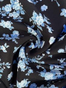 EMERY ROSE Vestido largo con escote cuadrado y línea A con estampado floral diminuto para mujeres