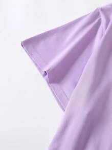 Maweii Áo thun cổ tròn in chữ tiếng Anh cỡ lớn Quần áo mùa hè cho nữ Đây là cách tôi chiến đấu Áo thun họa tiết MY BATTLES dành cho nữ - Màu tím - Xem 6