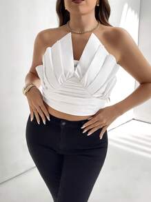 Firerie 大码女式优雅休闲度假高端设计现代约会之夜派对适合多种场合花卉褶皱领拉链褶皱摇摆宽松短款上衣