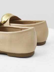 MOTF PREMIUM SQUARE TOE PU LEATHER FLAT SHOES - Apricot - View 6