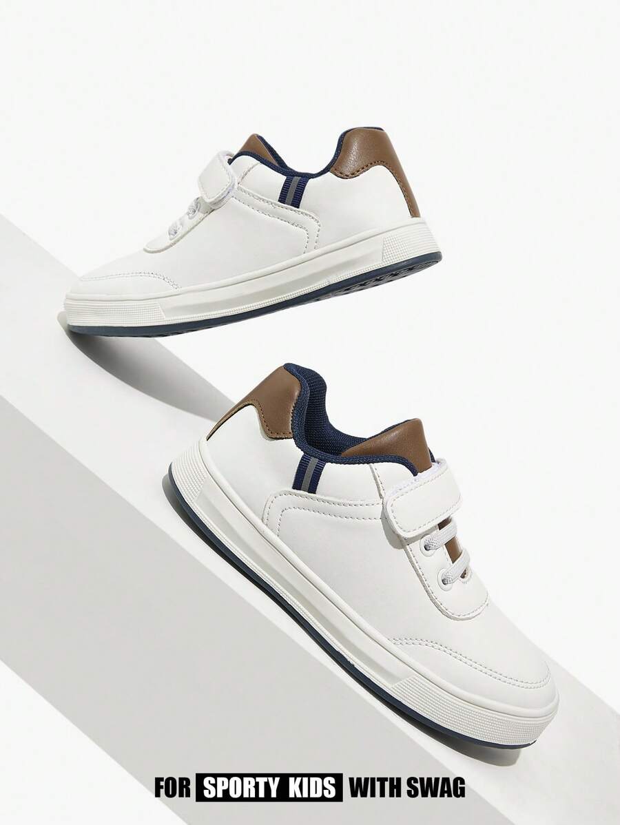 JNSQ 百搭拼色休闲儿童平底运动鞋，适合校园、四季穿着的学生运动鞋 - 彩色 - 查看 1