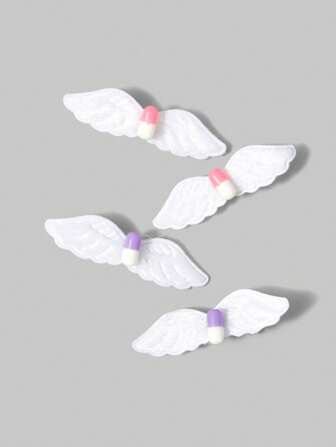 Anime 4pcs Random Color Cute Capsule Winged Hair Clips, Y2K Handmade Barrettes, Creative Anime Inspired Everyday Hair Accessories Claw Clips Hair Slide
