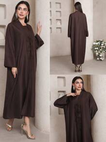 Al Najma Women Long Solid Color Dress And Jacket Arabic Style Set - Multicolor - View 1