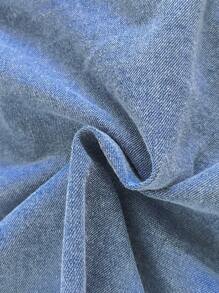 SHEIN Tween Girls Spring Denim Spaghetti Strap Top & Ditsy Floral Wide Swing Skirt 2pcs Vacation Outfit Set - Multicolor - View 7