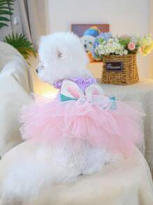 PETSIN 1pc Dog Skirt Princess Style Dress, Suitable For Shih Tzu, Pomeranian, Teddy And Other Small Cats And Dogs - Purple - View 3