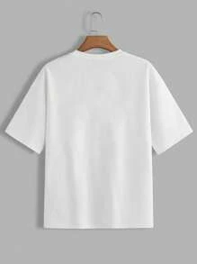 Manfinity VCAY Camiseta de manga corta casual de punto holgada con estampado de dinosaurio para hombres, adecuada para uso diario en verano
