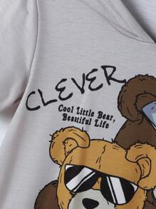 SHEIN 2pcs/Set Young Boy Simple Hooded Short Sleeve Sweatshirt And Shorts Set, Fashionable Summer Outfit,Holiday,Summer,Travel - Grey - View 8