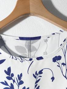 Rusticease Casual Floral Printed Women Short Sleeve Round Neck Shirt, Summer Suitable For Going Out Chic Blouses For Women