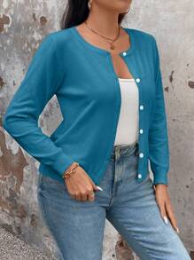 EMERY ROSE 大码简约纯色休闲开衫