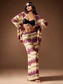 MISSGUIDED Conjunto de pantalón palazzo y brasier con estampado animal para usar en resort, vacaciones de playa, lounge y festivales de verano - Multicolor - Ver 5