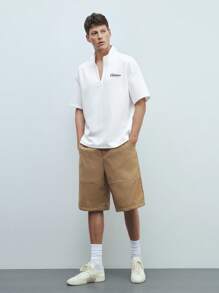 Maija Men's Casual Solid Color Straight Leg Shorts For Summer - Khaki - View 5