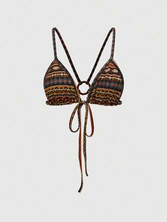 Hippie Bikini sin espalda para mujer con estampado vintage estilo hippie para vacaciones en la playa