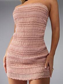MISSGUIDED Ruched không dây băng đô Váy mini Bodycon Căng Câu lạc bộ Bữa tiệc Buổi tối Khách dự đám cưới Y2K Mùa xuân mùa hè - Bụi hồng - Xem 4
