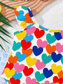 SHEIN Baby Girls' Casual Minimalist Fitted One-Piece Swimsuit, Suitable For Summer - Multicolor - View 4