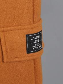 SHEIN 2 件套年轻男孩字母刺绣单排扣拼布工装夹克和裤子套装 - 彩色 - 查看 7