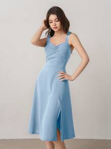 少女花朵优雅婚礼/生日派对礼服、伴娘/花童夏季度假礼服 - 藍色 - 查看 5