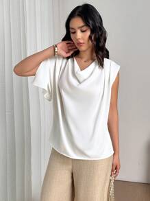 Firerie 女士优雅宽松圆领衬衫，适合办公室和休闲穿着，春夏季