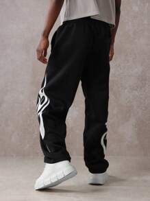 SUMWON Athletic Sweatpants Gothic Script Streetwear Loungewear Joggers Urban Style Workout Training Pants Casual Comfortable Athletic Bottom With Side Pockets