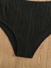 Swim Vcay Women Ruffle Textured Bikini Set For Summer Beach - Black - View 6