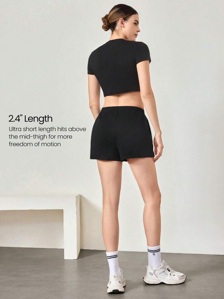 모달 실키한 부드러운 라이트 라운지 조절가능 끈 허리 기본 반바지, 측면 포켓 일상 캐주얼 웨어