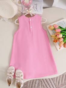 SHEIN Young Girl Sleeveless Princess Dress With Bow, Elegant, Sweet, Fashionable, Perfect For Summer - Pink - View 2