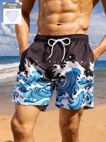 Surfspeed 男士休闲沙滩短裤，简约时尚，适合日常穿着 - 黑與白 - 查看 7