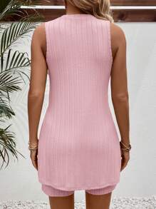 SHEIN Conjunto de 2 piezas de vestido de embarazo informal de unicolor con abertura lateral y shorts