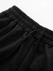 Manfinity Homme Men's Letter Print Round Neck Short Sleeve Casual T-Shirt And Drawstring Waist Shorts Set - Black - View 5