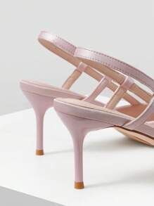 MOTF PREMIUM RHINESTONE BOW ACCENT SWEET STYLE FASHION VERSATILE POINTED TOE SLINGBACK STILETTO HEEL WOMEN SANDALS - Pink - View 7