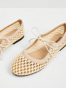 Styleloop Nuevo estilo 2025 Zapatos planos elegantes para mujer cómodos y transpirables con trenzados, decoración de lazo y puntera redonda, para vacaciones