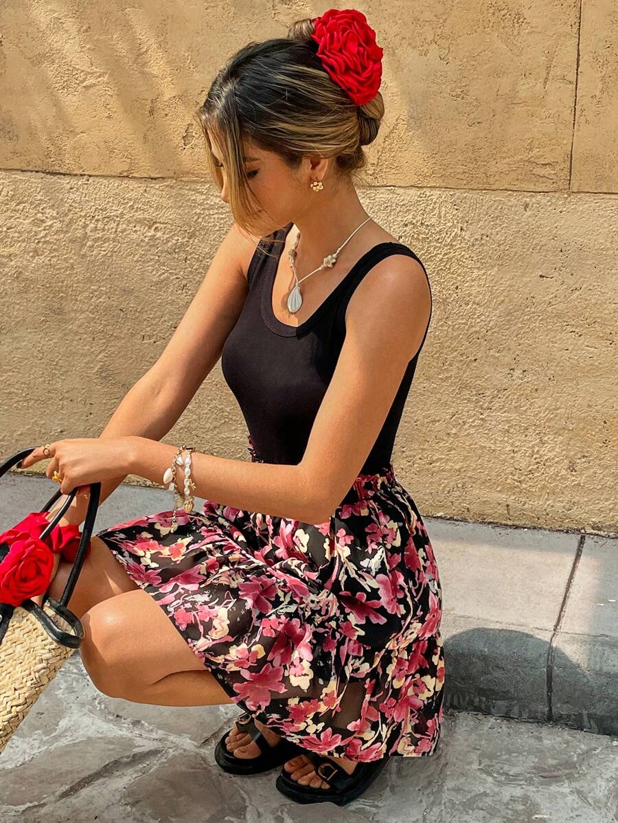 SHEIN Frenchy Falda de línea A minimalista para mujer, apta para el verano