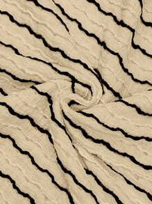 SHEIN Fitted Striped Maternity Dress, Minimalist & Stylish, Suitable For Summer - Khaki - View 7
